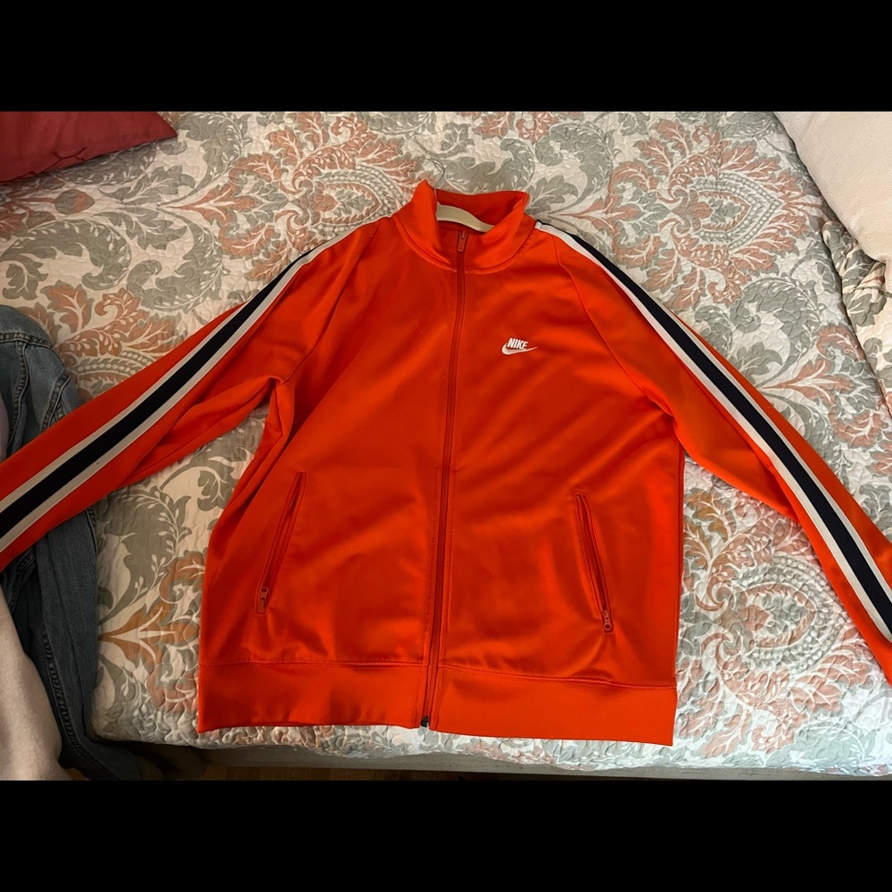 Nike track jacket size large color orange